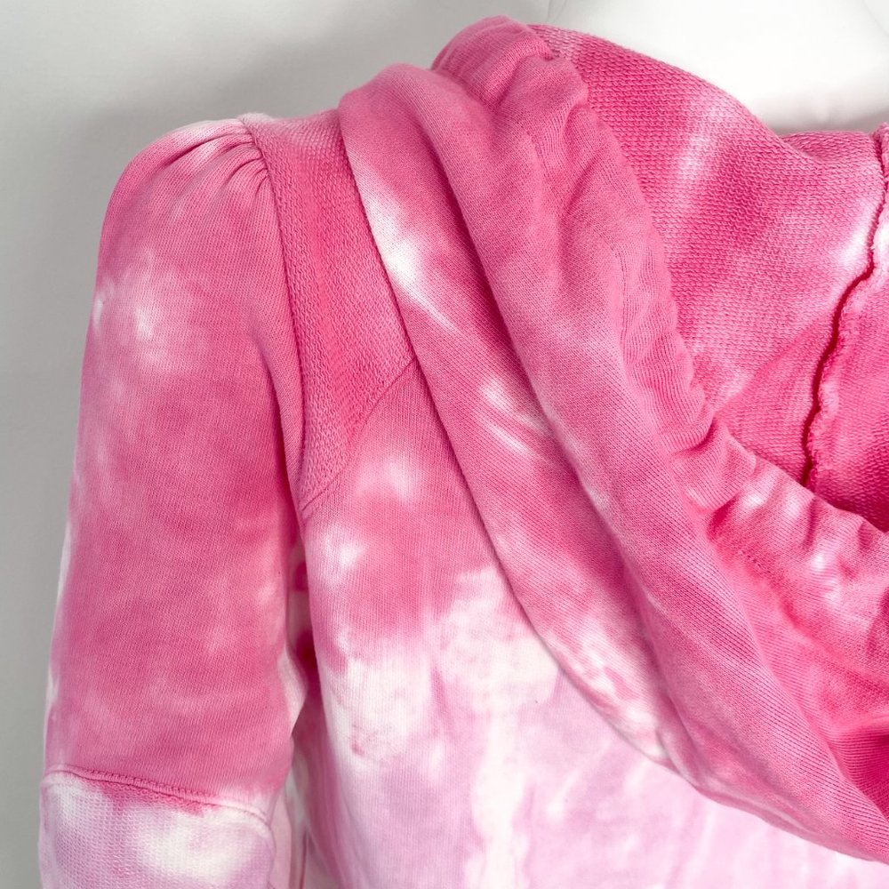 LoveShackFancy Kirby Tie Dye Sweatshirt Hoodie in Linear Bubble Gum Pink Size M - Picture 14 of 16